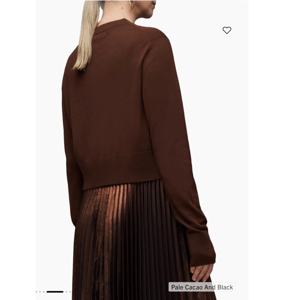 ALLSAINTS Nadia Foil Midi Dress Wool 2-in-1 Size Medium NWT - Picture 11 of 16